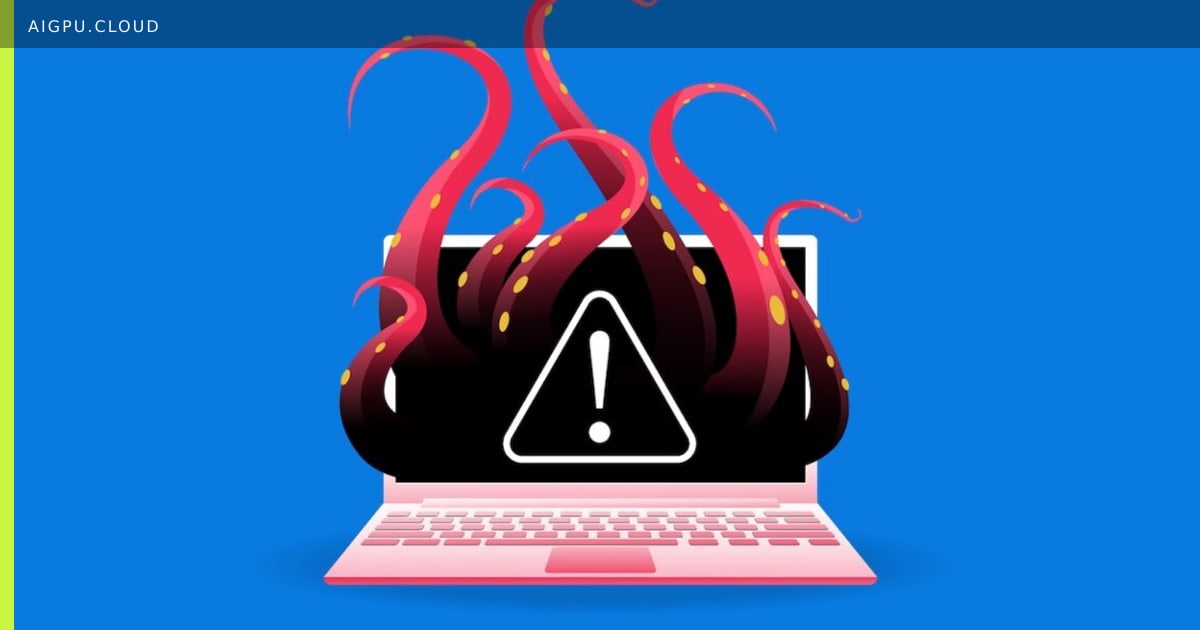 Illustration of a frozen computer screen showing a fake security warning