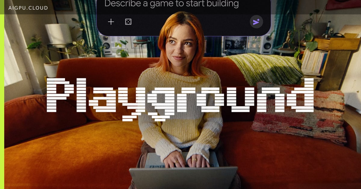 لقطة شاشة لواجهة منصة Playground من جوجل تظهر مربع نصي لإنشاء لعبة