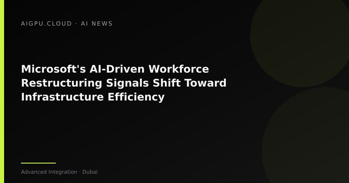 مبنى مايكروسوفت مع طبقة رقمية تمثل الذكاء الاصطناعي وتغييرات القوى العاملة