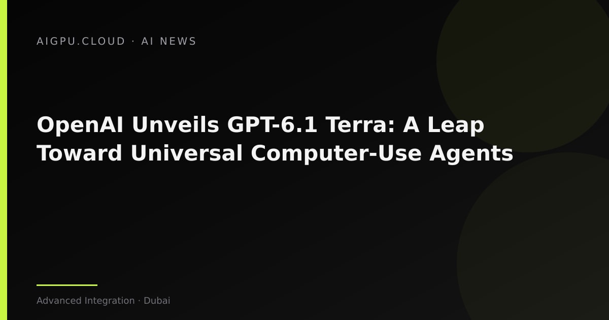 Abstract visualization of AI agents interacting with computer interfaces across distributed GPU infrastructure