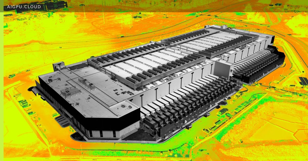 Aerial view of a large data center campus in Texas with power infrastructure visible
