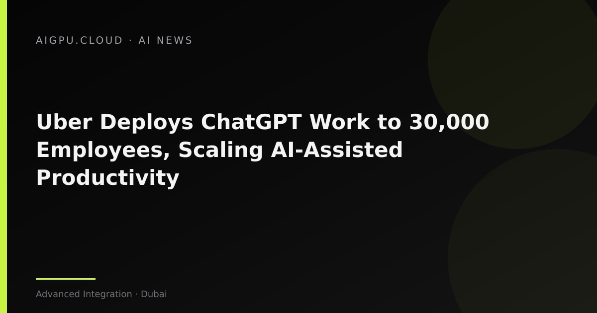 Uber office with employees using AI assistants on laptops